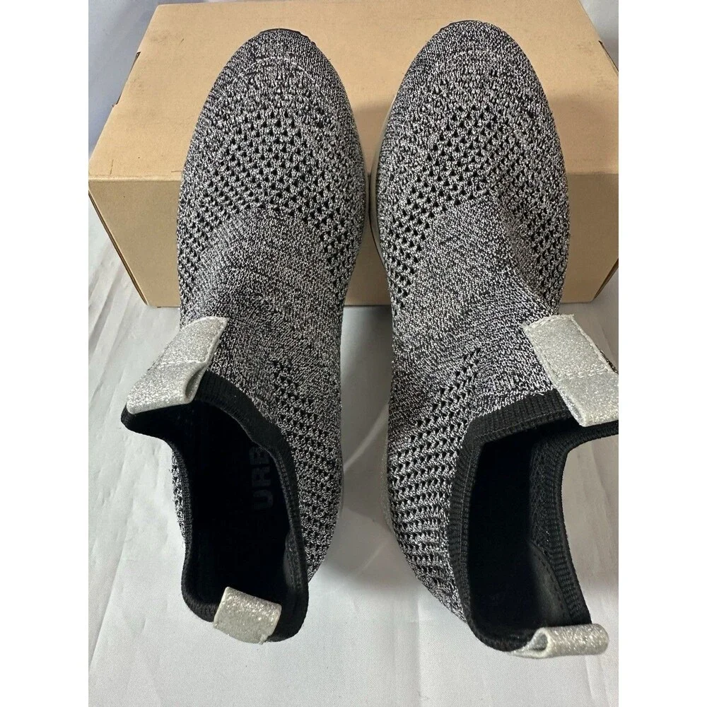 J Slides Oren Knit Slip On Sneakers Black Silver Women’s Size 6
